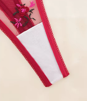 Luxury Rose Embroidered Sheer Bra & Thong Set