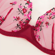 Luxury Rose Embroidered Sheer Bra & Thong Set