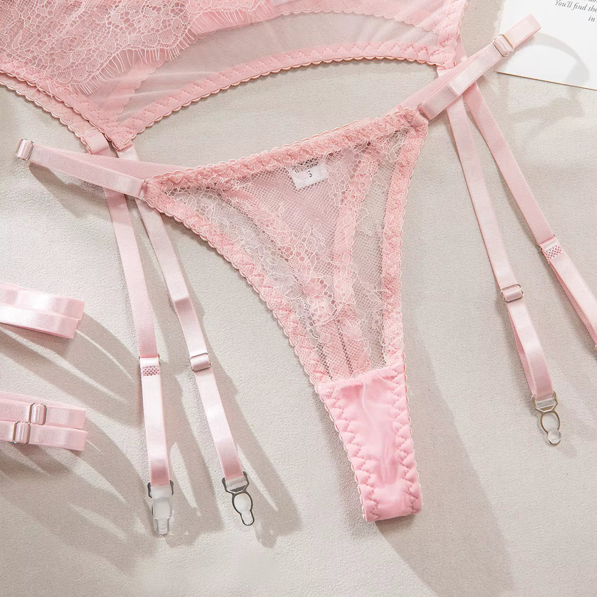 Ruby Blossom Lace Lingerie Set