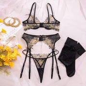Luxury Sheer Lace Garter Lingerie Set
