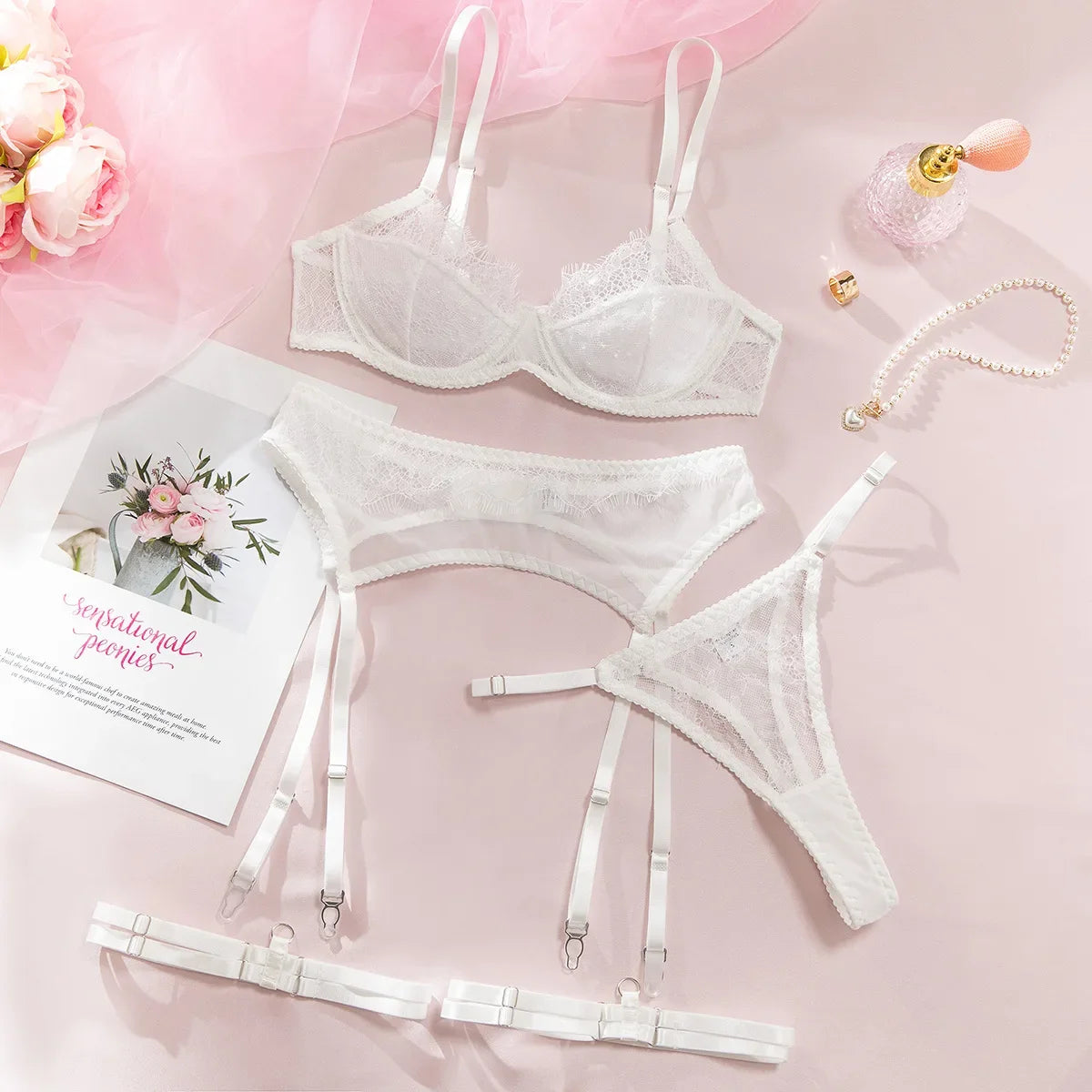 Elegant Lace Garter Lingerie Set