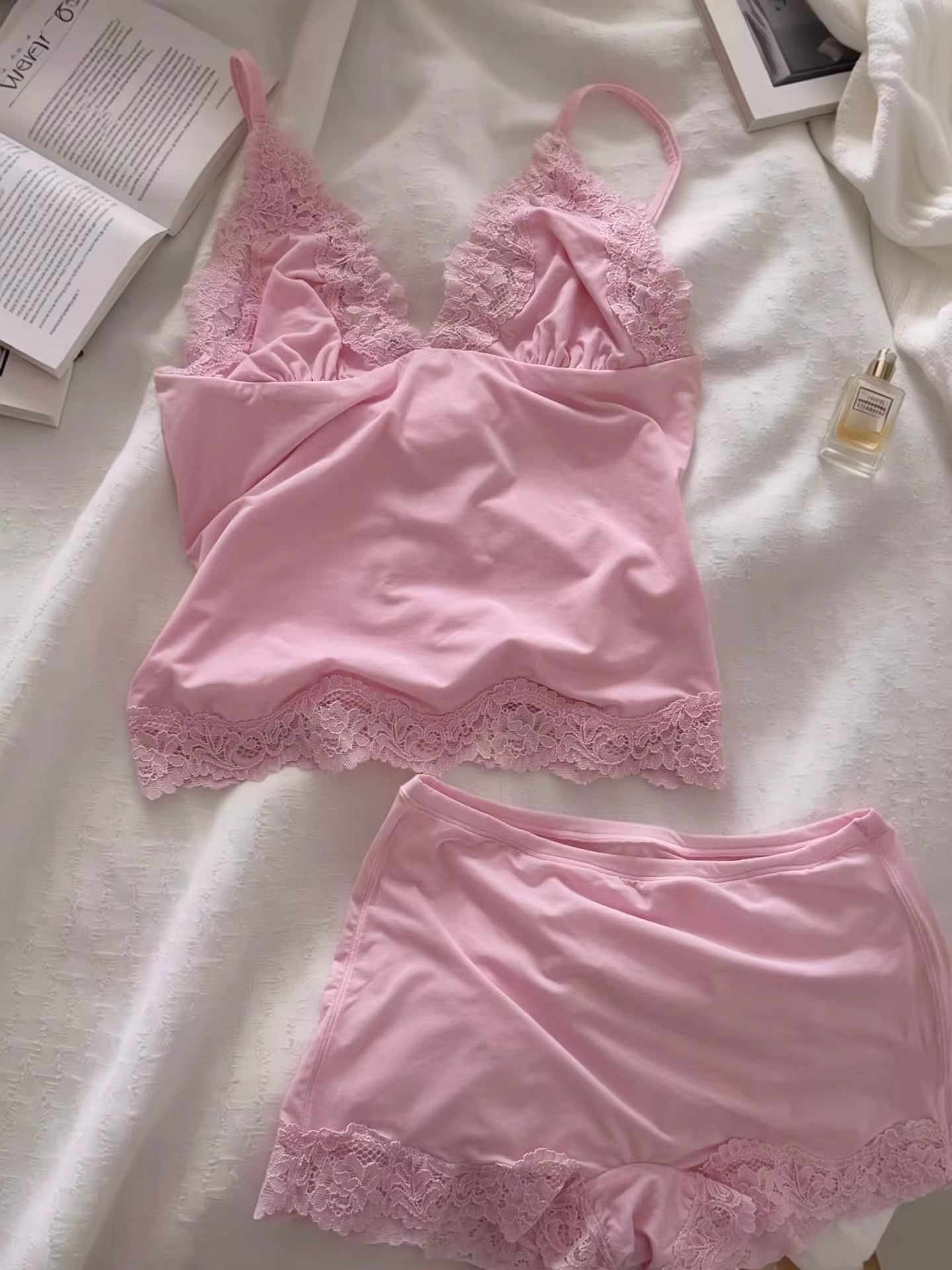 Rose Whisper Lace Lounge Set