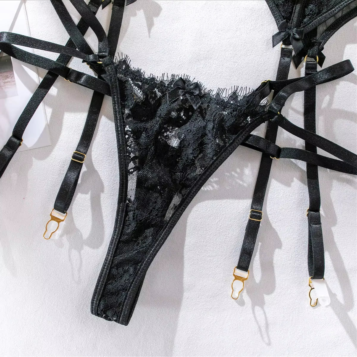 Midnight Lace Garter Lingerie Set