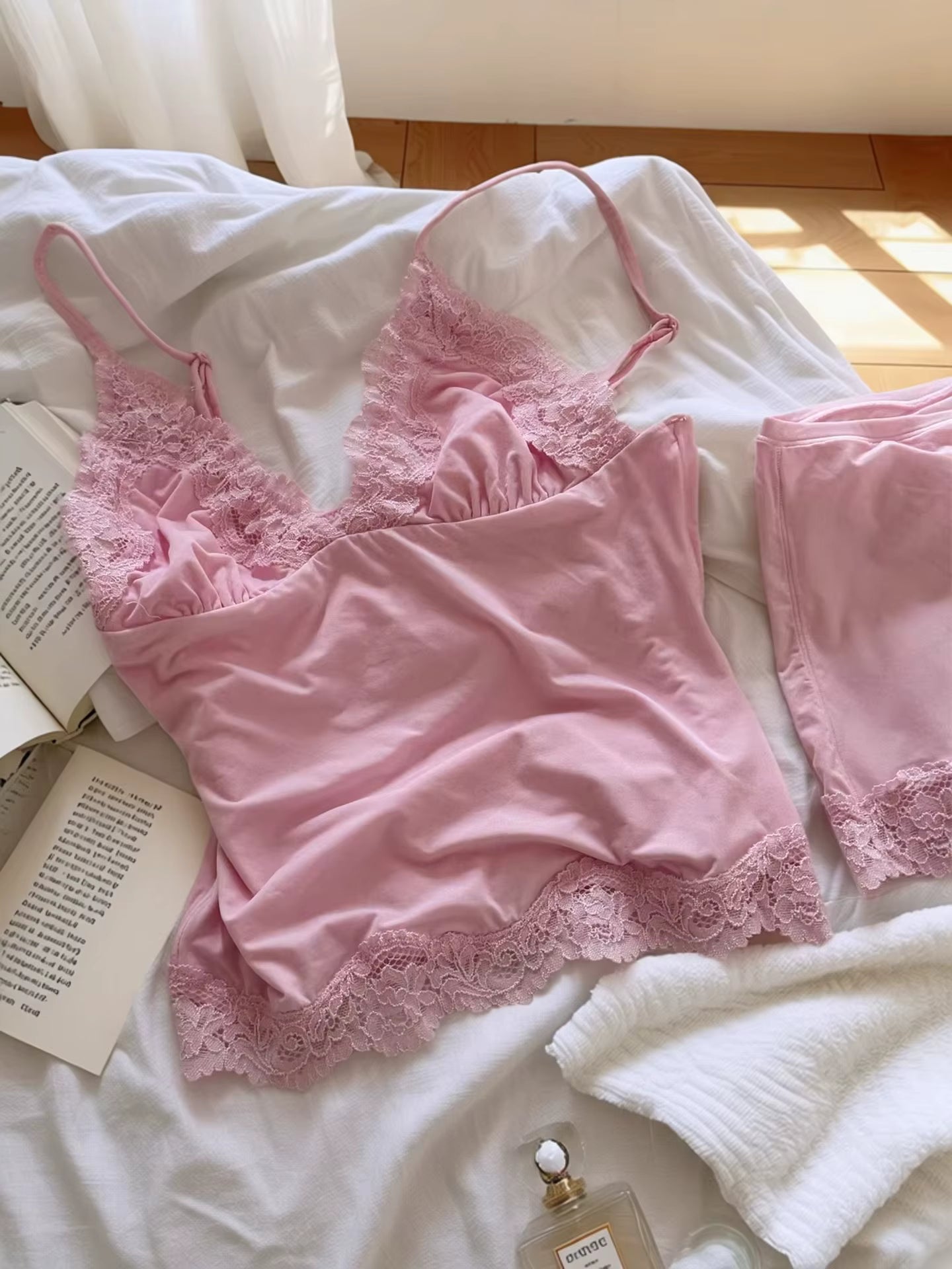 Rose Whisper Lace Lounge Set