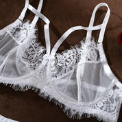 Elegant Sheer Lace Bra & Garter Lingerie Set