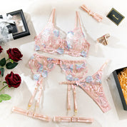 Luxury Sheer Lace Garter Lingerie Set
