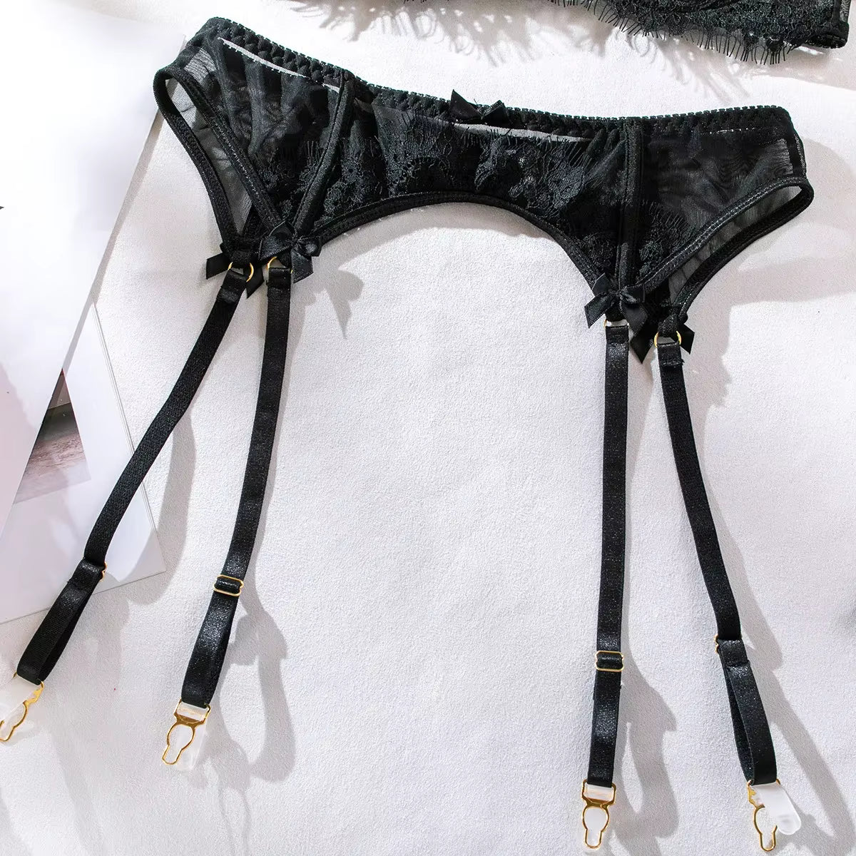 Midnight Lace Garter Lingerie Set
