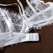 Elegant Sheer Lace Bra & Garter Lingerie Set
