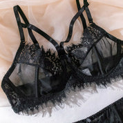 Midnight Lace Garter Lingerie Set