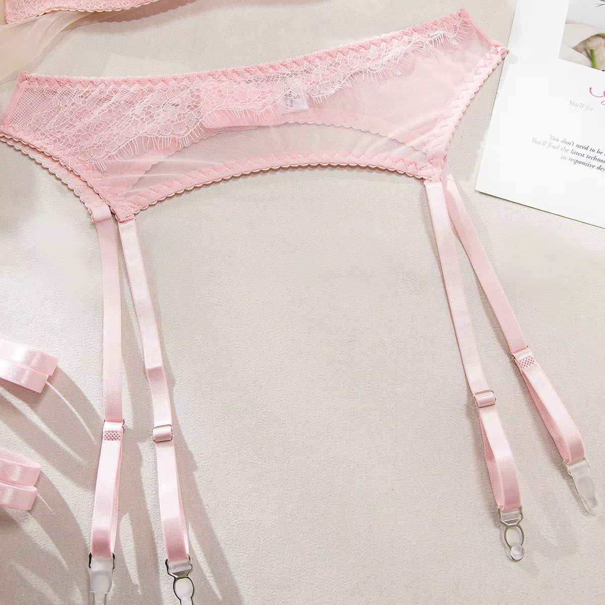 Ruby Blossom Lace Lingerie Set