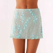 Cala Luna Sequin Tulle Mini Skirt