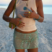 Cala Luna Sequin Tulle Mini Skirt