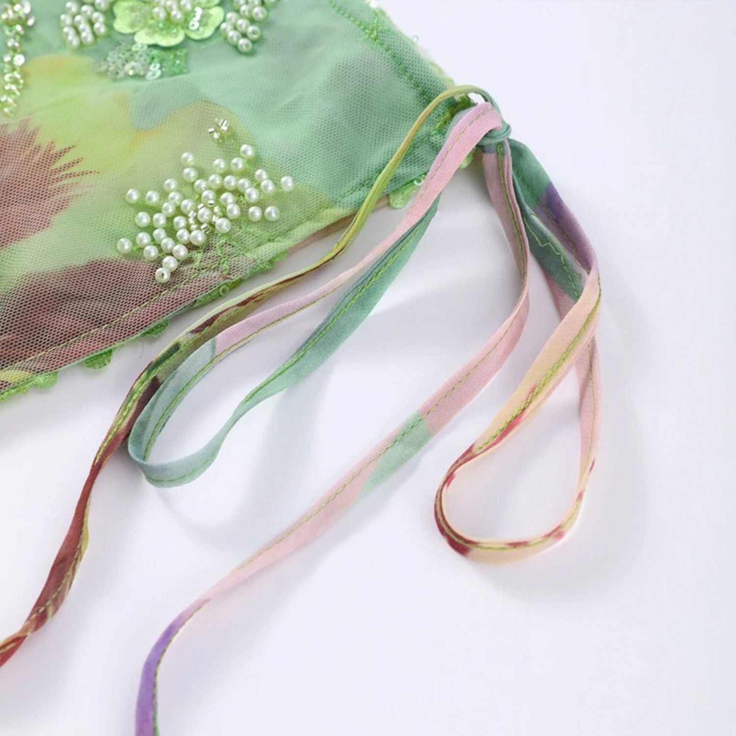 Nereida Tie-Side Sequin Tulle Mini Skirt