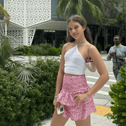 Wind Embroidered High-Waisted Mini Skirt