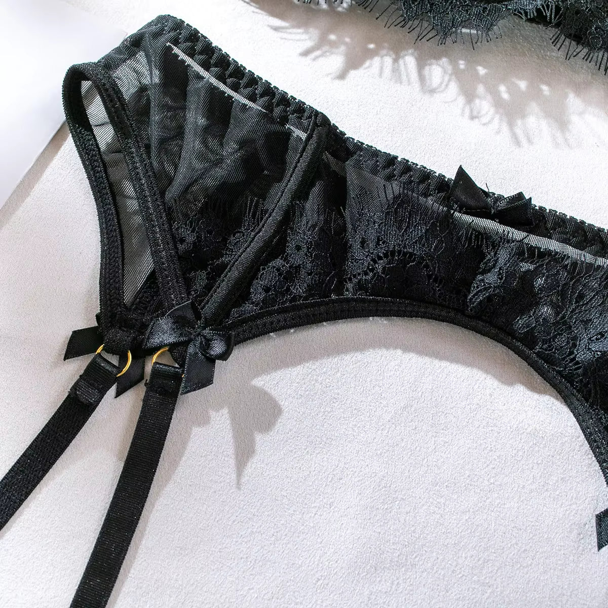 Midnight Lace Garter Lingerie Set