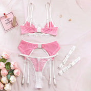 Luxury Sheer Embroidered Bra & Garter Lingerie Set