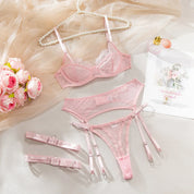 Ruby Blossom Lace Lingerie Set