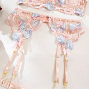 Luxury Sheer Lace Garter Lingerie Set