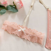 Luxury Embroidered Sheer Bra & Thong Set in Satin Brown