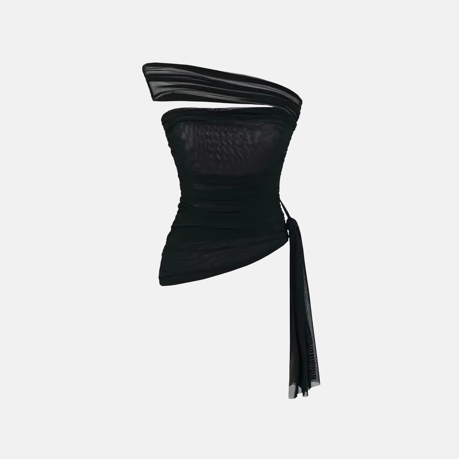 Batty Asymmetric Tulle Top