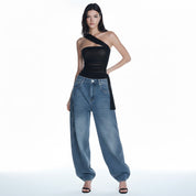 Batty Asymmetric Tulle Top