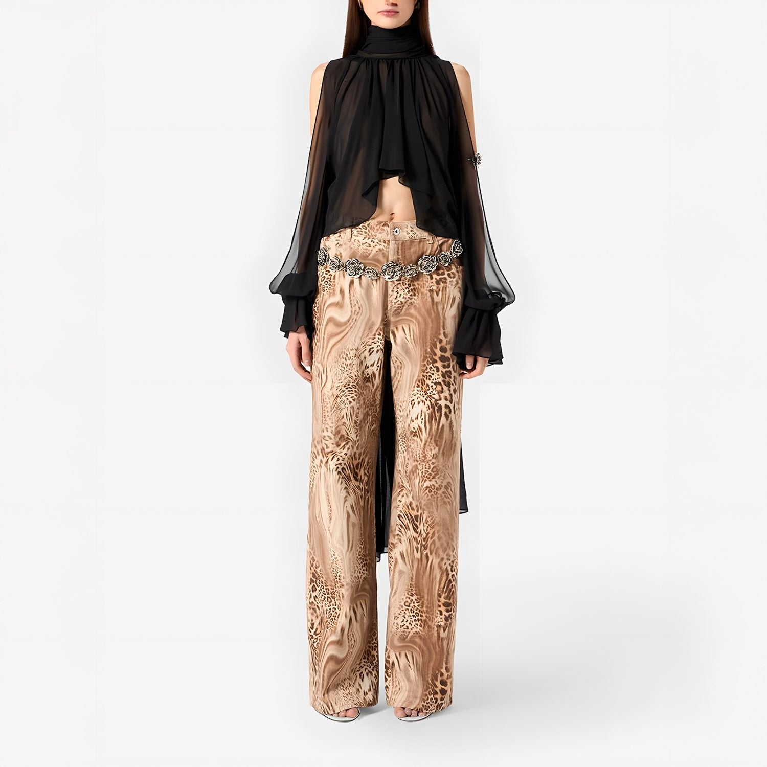 Delusional Chiffon Open-Back Crop Top