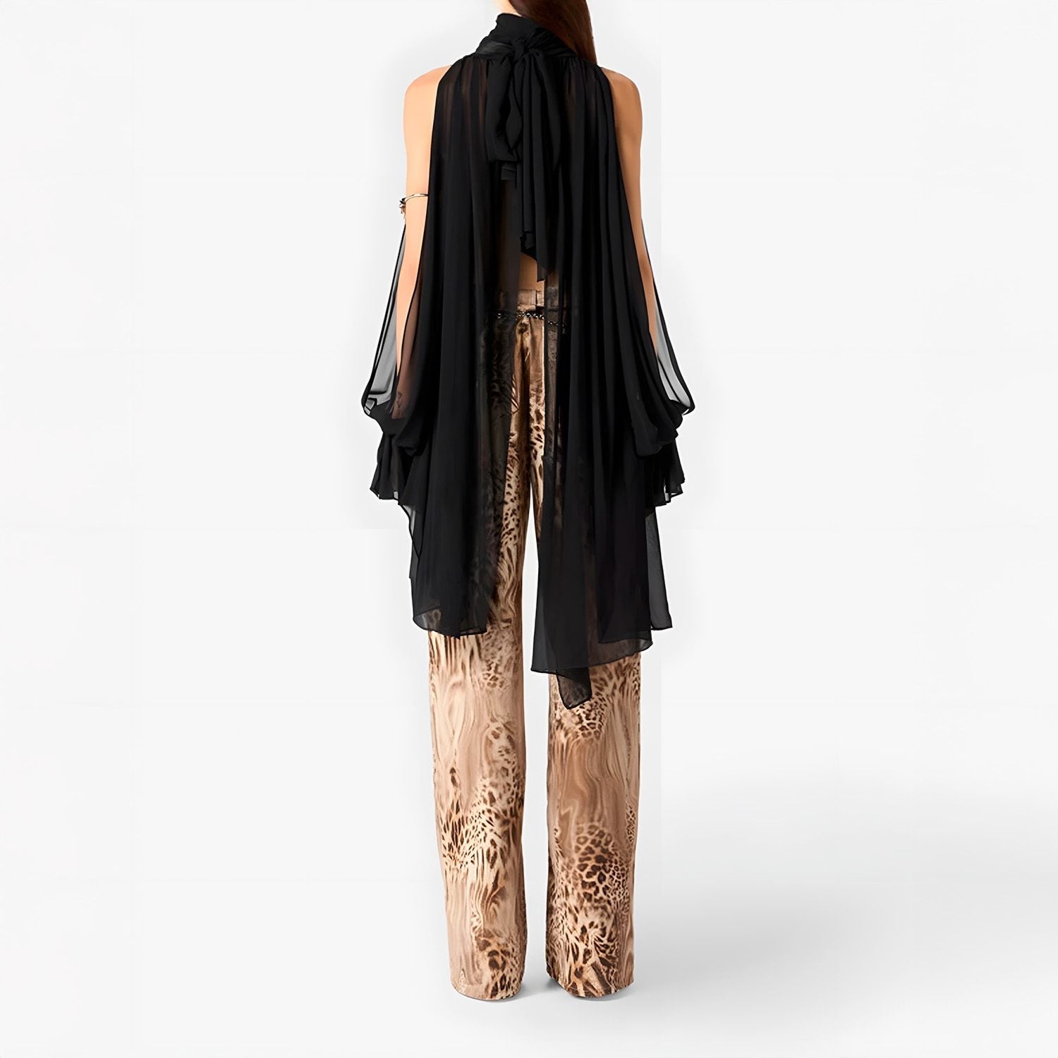 Delusional Chiffon Open-Back Crop Top