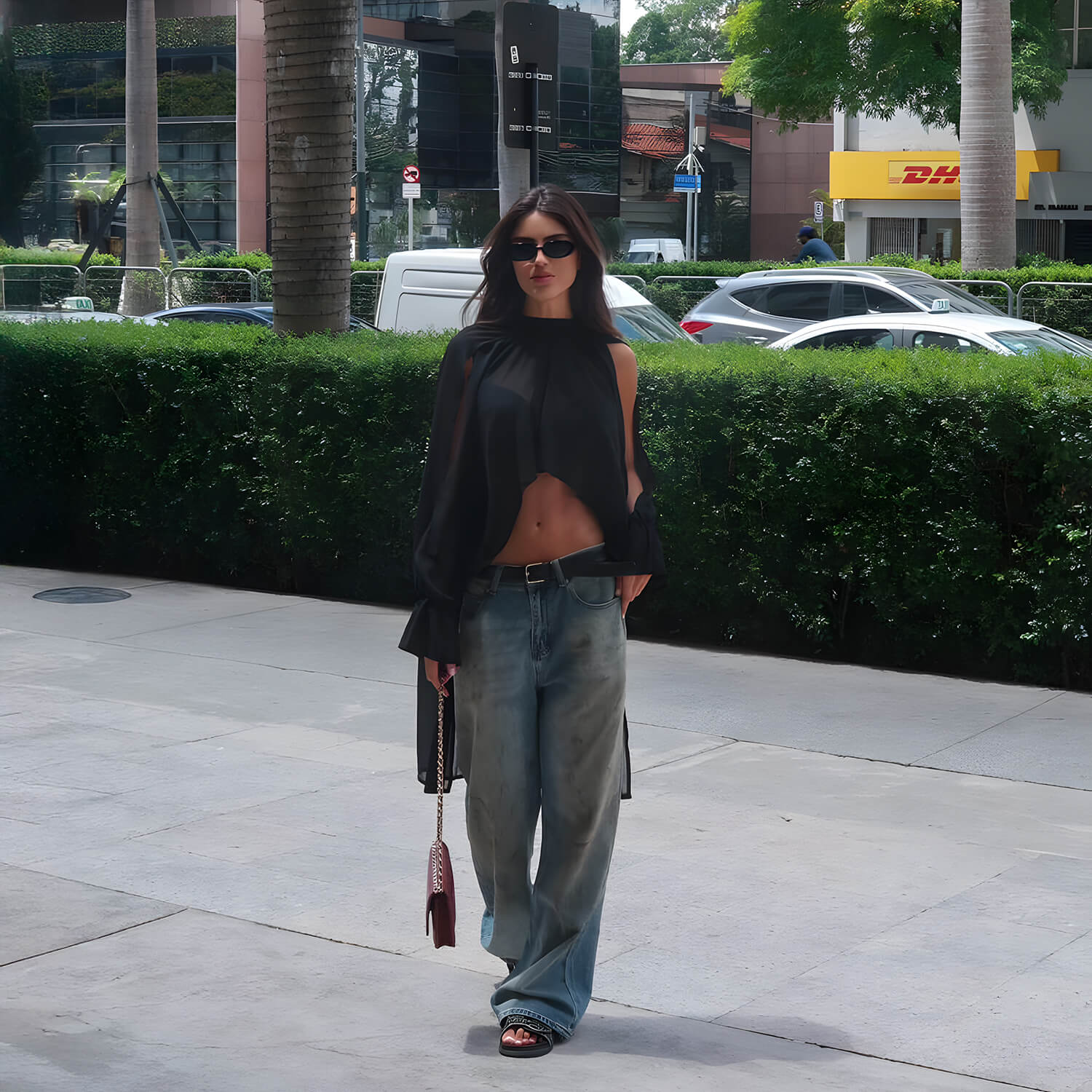 Delusional Chiffon Open-Back Crop Top