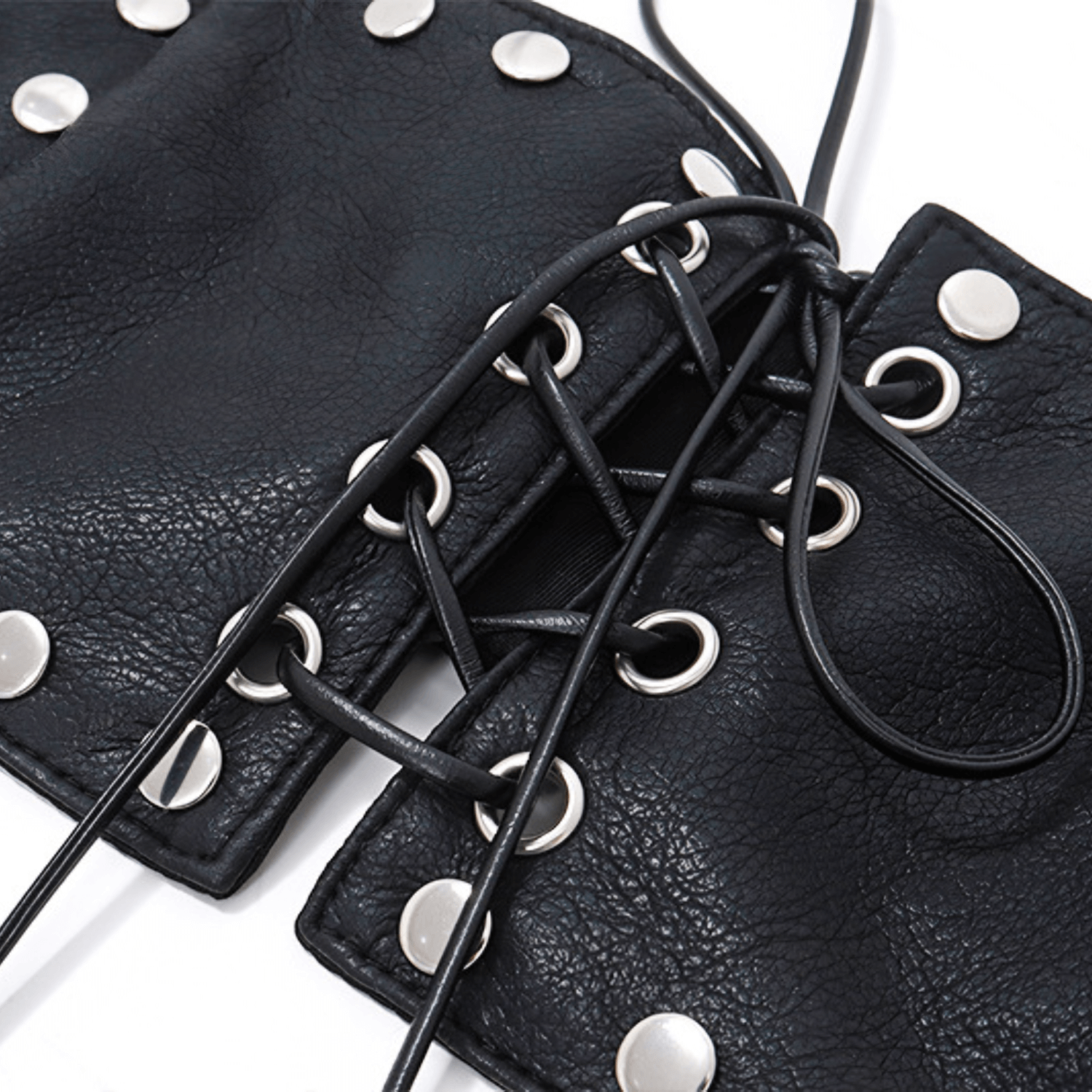 Fass Faux Leather Eyelet Top