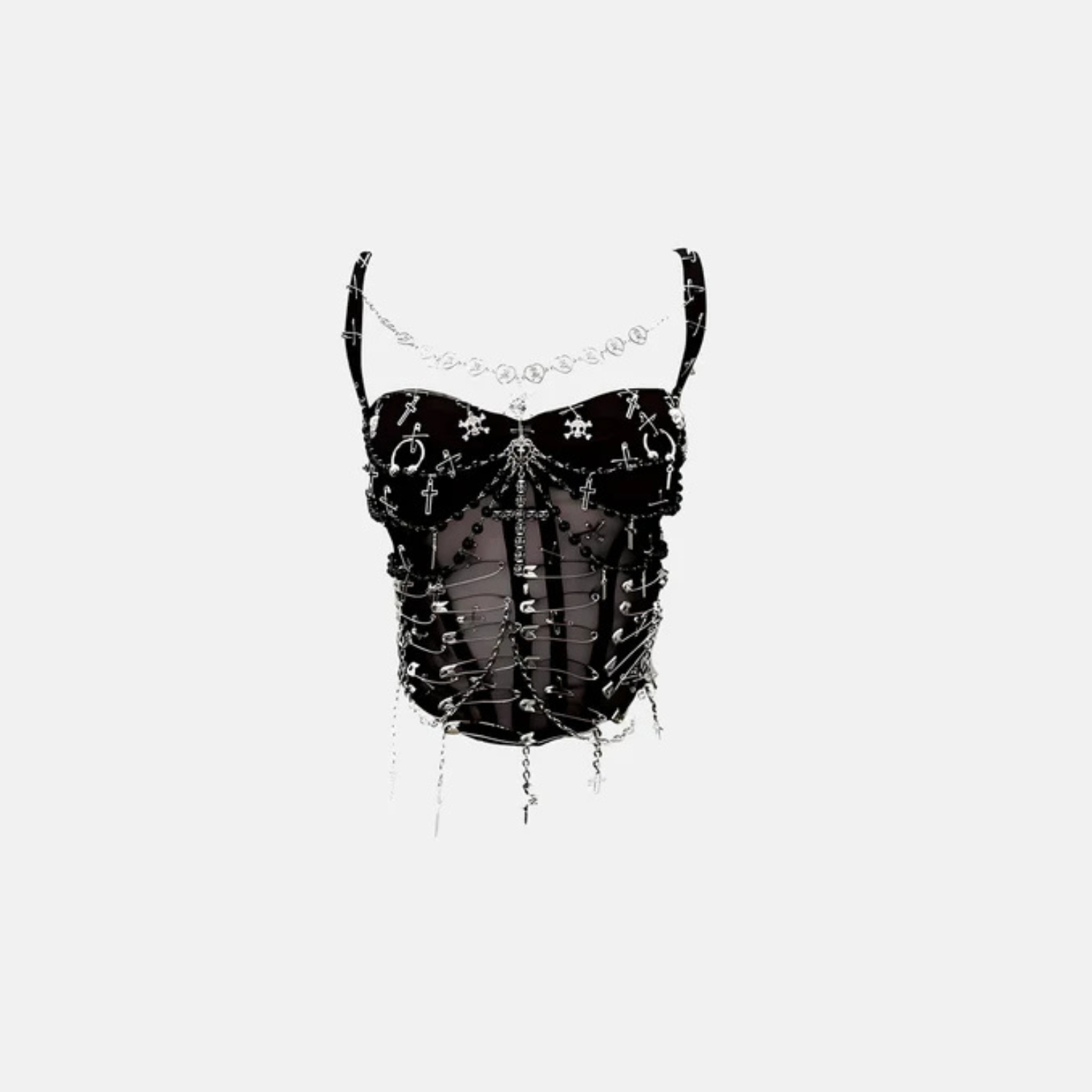 Skull Sheer Tulle Appliqué Top