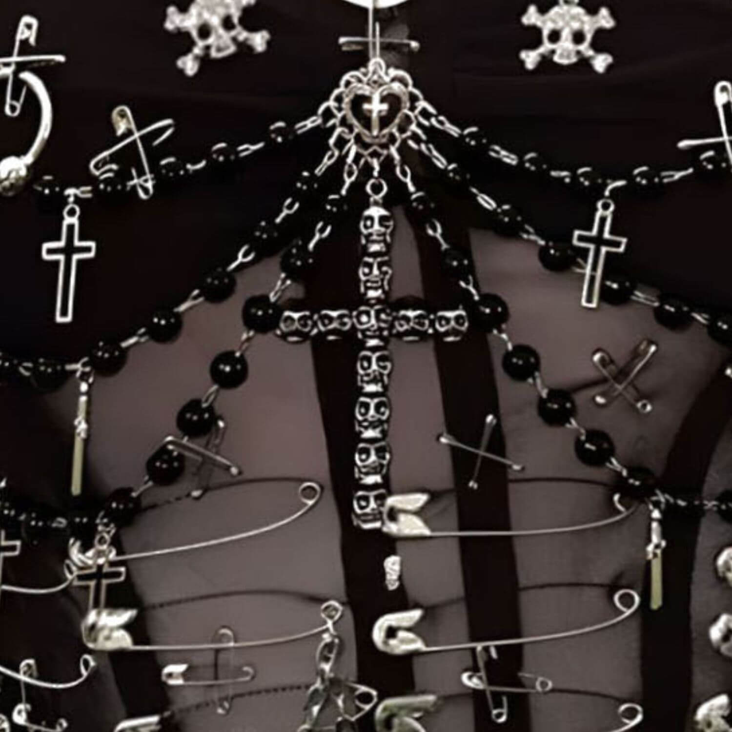 Skull Sheer Tulle Appliqué Top