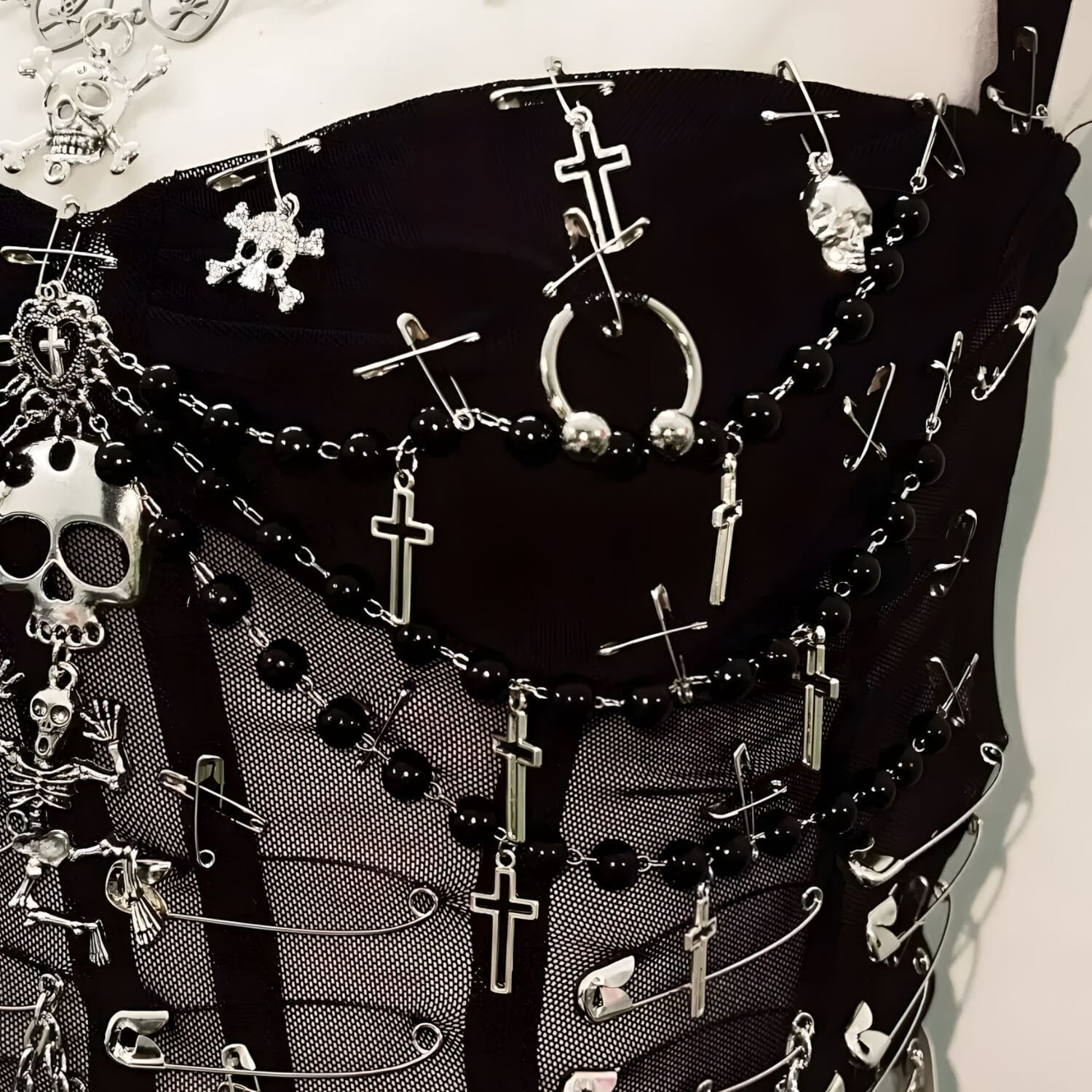 Skull Sheer Tulle Appliqué Top