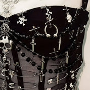 Skull Sheer Tulle Appliqué Top