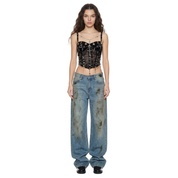 Skull Sheer Tulle Appliqué Top