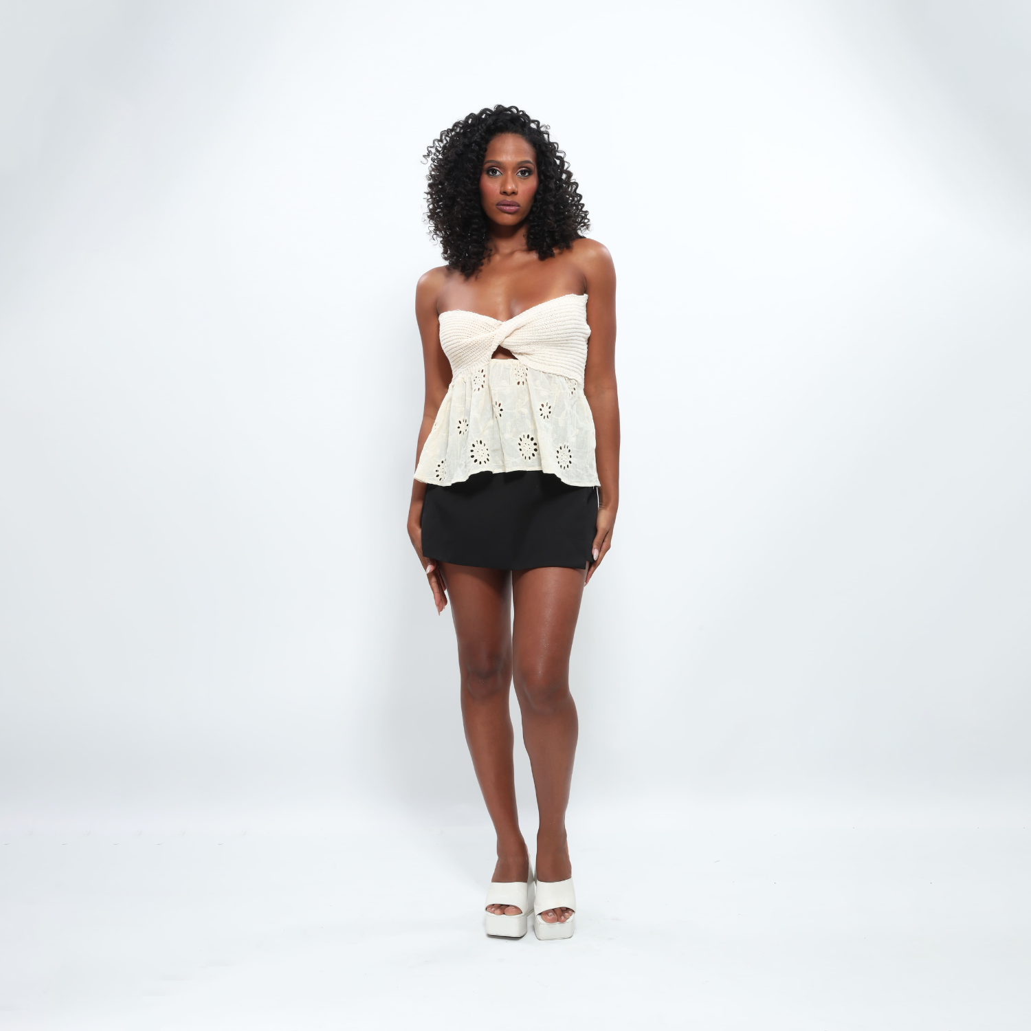 Trico Strapless Twisted Knit Top