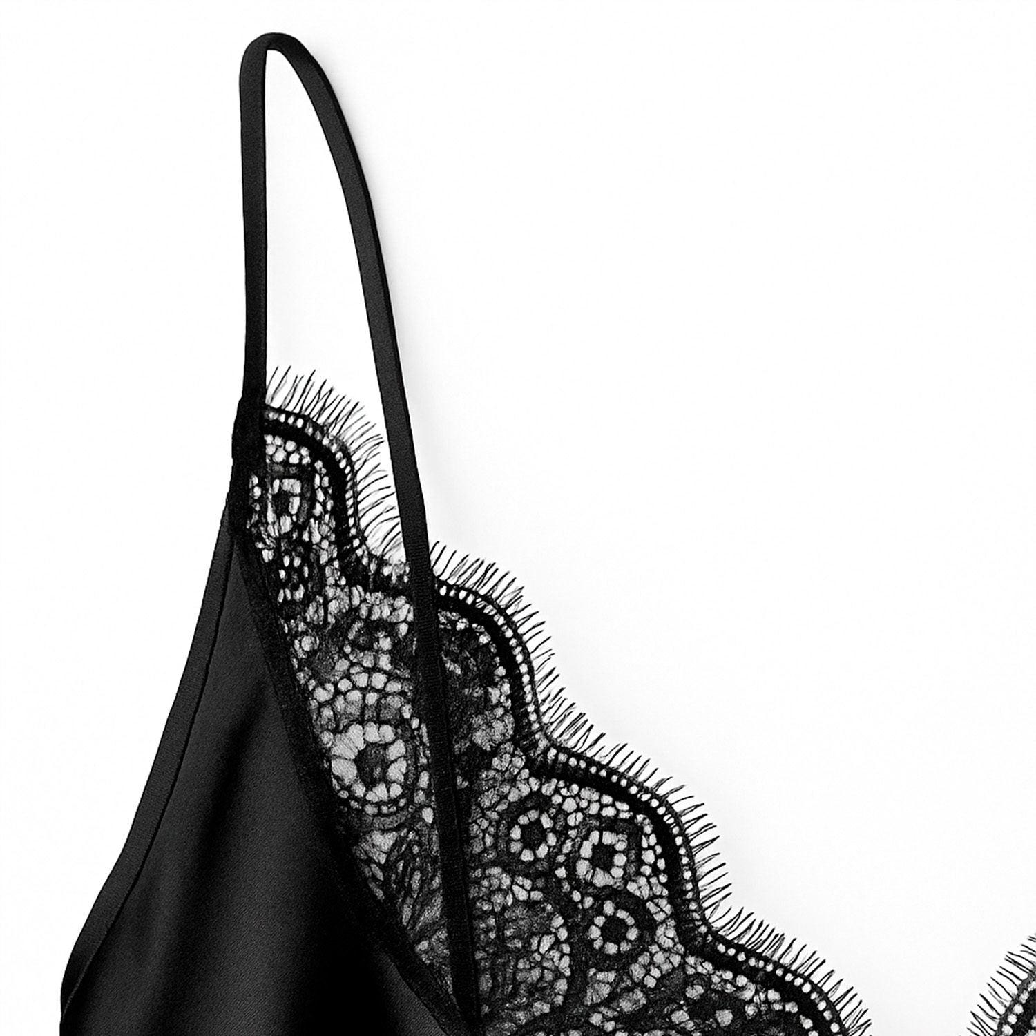 Affair Satin Lace-Trim Mini Dress