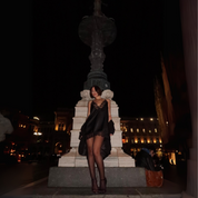 Affair Satin Lace-Trim Mini Dress