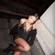 Affair Satin Lace-Trim Mini Dress