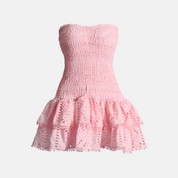 Cotton Candy Strapless Embroidered Mini Dress