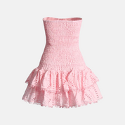 Cotton Candy Strapless Embroidered Mini Dress