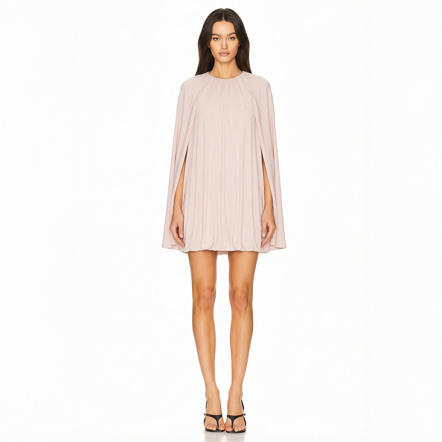 Bat Cape-Sleeve Dress