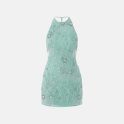 Chimera Embroidered Halter Mini Dress