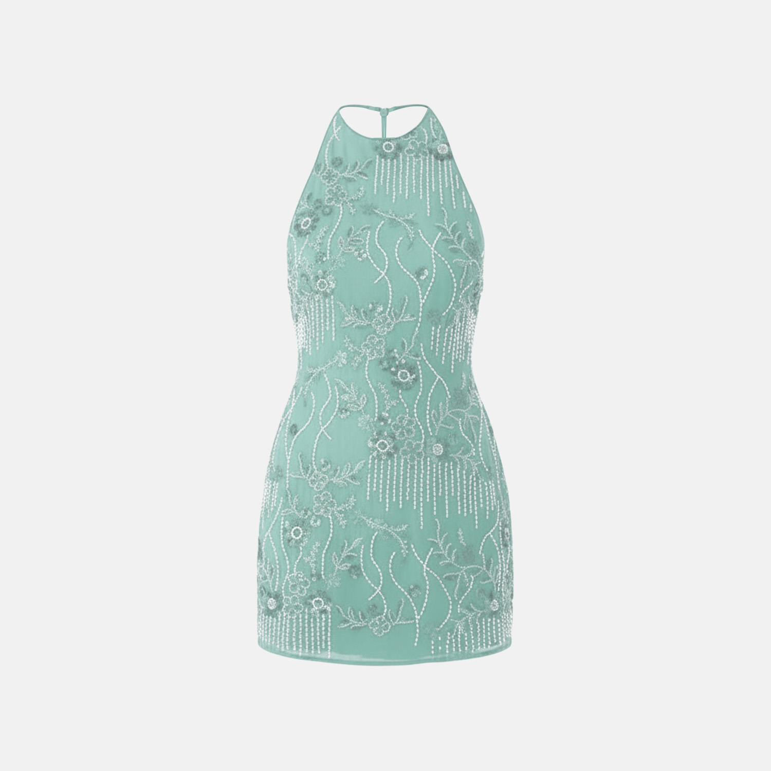 Chimera Embroidered Halter Mini Dress