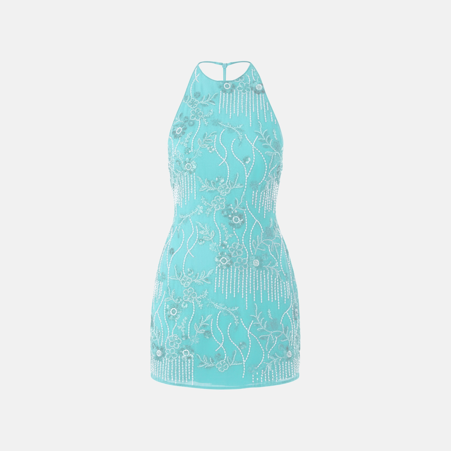 Chimera Embroidered Halter Mini Dress