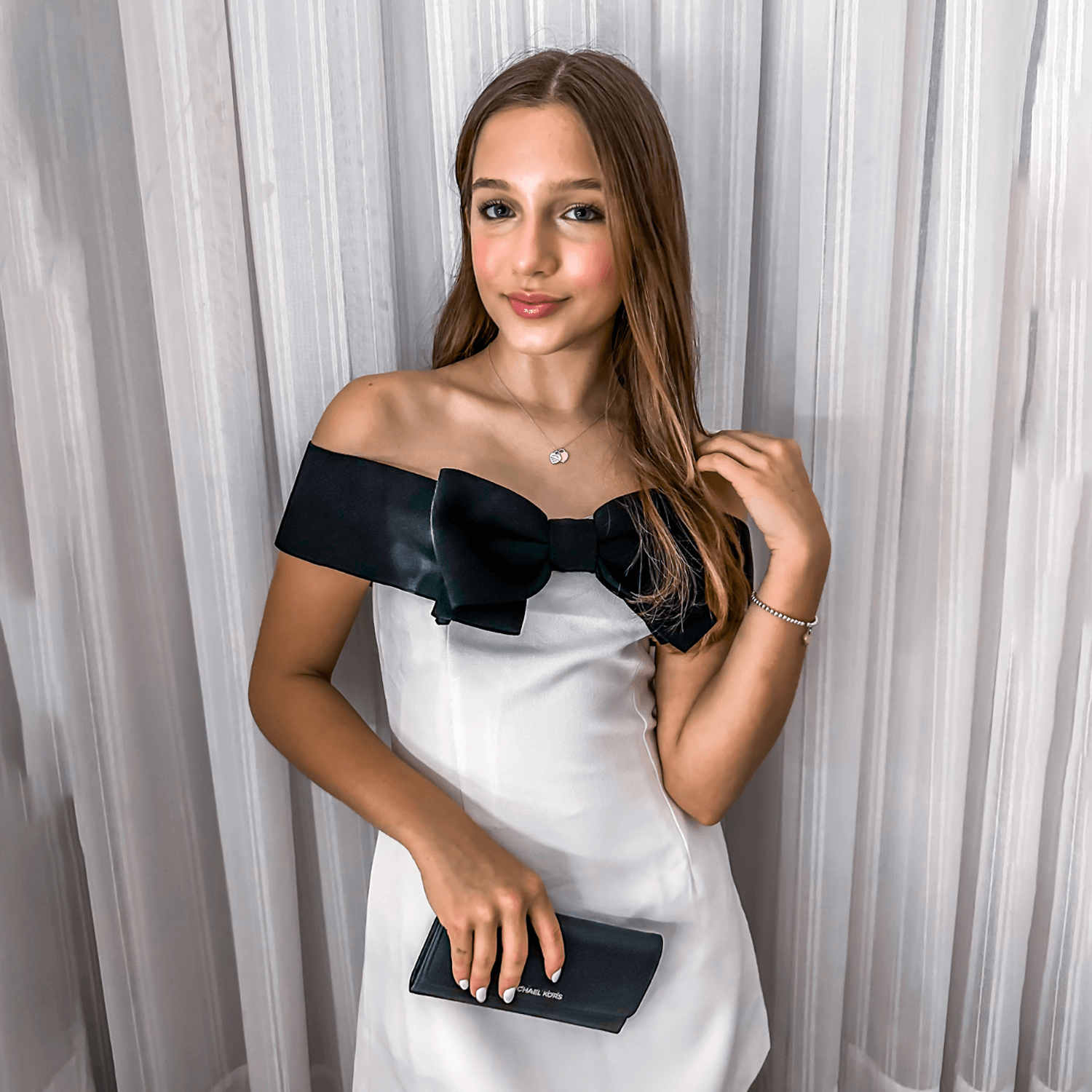 Classic Off-Shoulder Bow Mini Dress