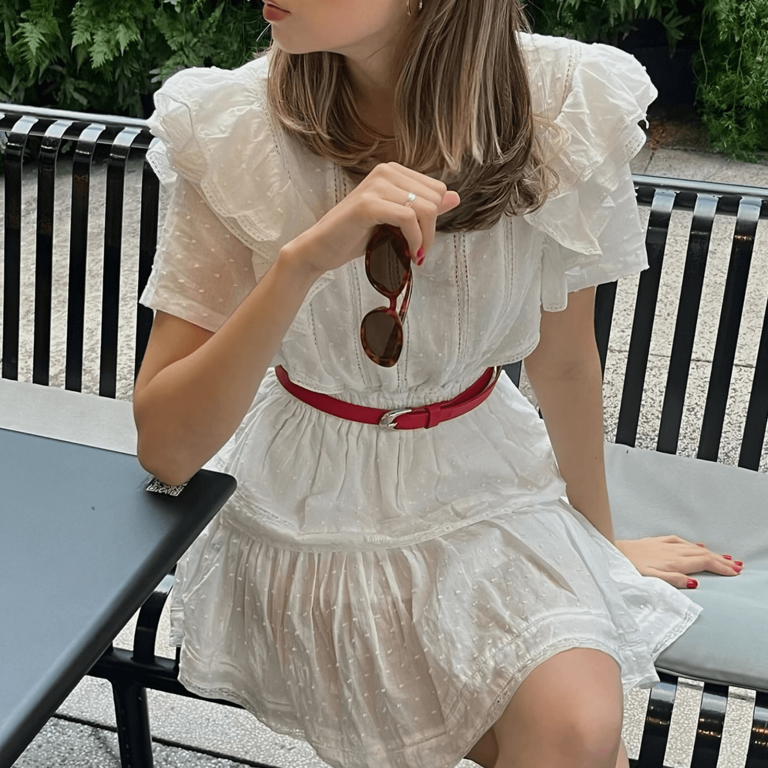 Delicate Ruffle-Sleeve Mini Dress