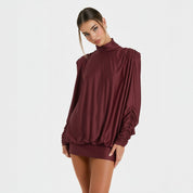Donaire Long-Sleeve High-Neck Mini Dress