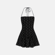 Dots Polka-Dot Tie-Neck Mini Dress