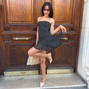 Dots Polka-Dot Tie-Neck Mini Dress