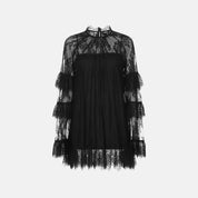 Douni Sheer Lace High-Neck Mini Dress
